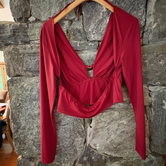 PRINCESS POLLY MAIER LONG SLEEVE TOP; RED; SIZE 10(US); NWT (SOLD OUT!!) - Picture 3 of 4